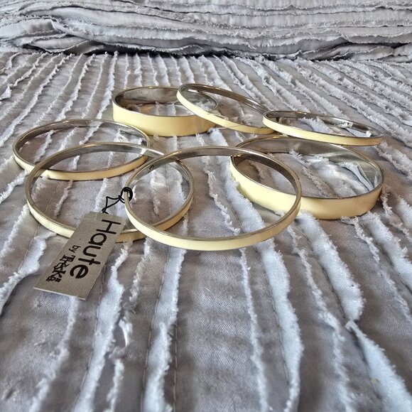 Set of 7 Creme Bangle Bracelets Haute by Treska NWT - Picture 11 of 13